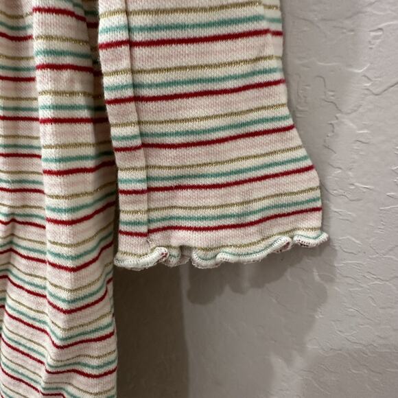 Hanna Andersson Ecru Lurex Stripe Ribbed Holiday Dress - Picture 6 of 8